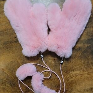 NEW RABBIT FUR MITTENS | SIZE SMALL